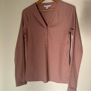 Athleta Long-Sleeve Henley Top Tee Women’s Size Medium